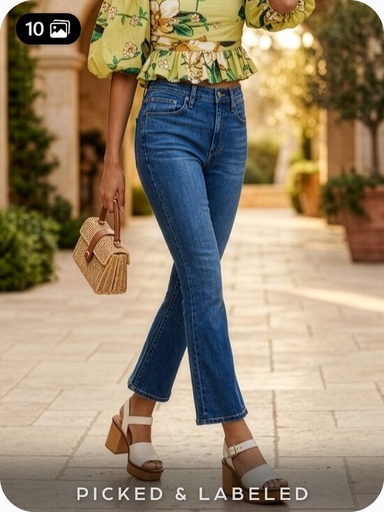 FRAME Denim - FRAME Le Crop Mini Boot Jeans Womens 28 Poe Medium Wash Crop Flare